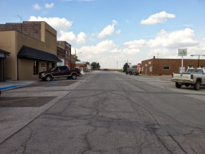 View of Main Street, Payton. If you look.closely you can see the tractor parked at the end.