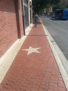 My Bob walking on the walk. Texas Stars are seen everywhere.