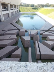 Water feature at entrance.