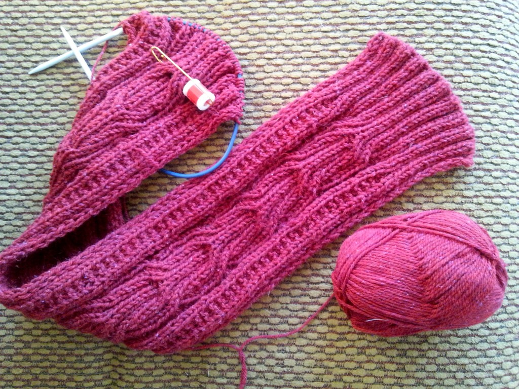 Cable scarf in process.